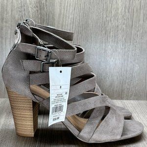 Universal Thread Sandals Womens Size 8 Strappy Gladiator High Heel Suede Gray